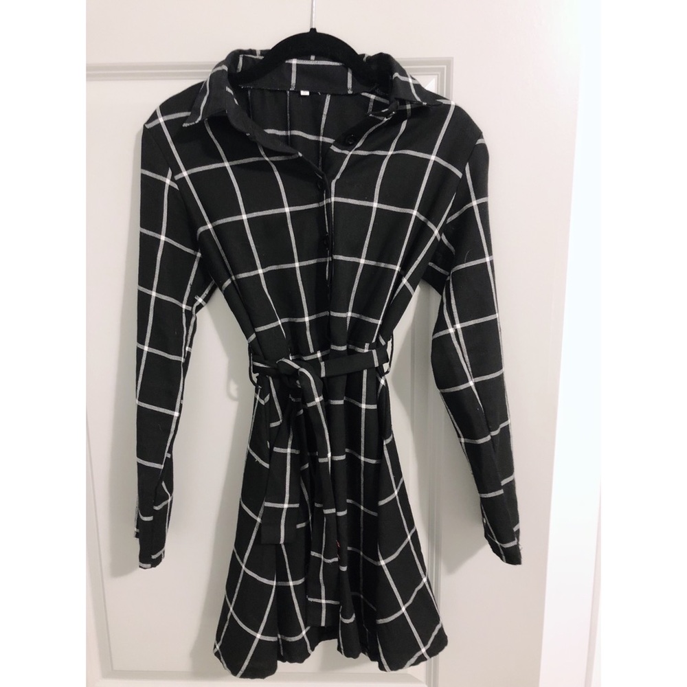 Checkered Black Mini Dress